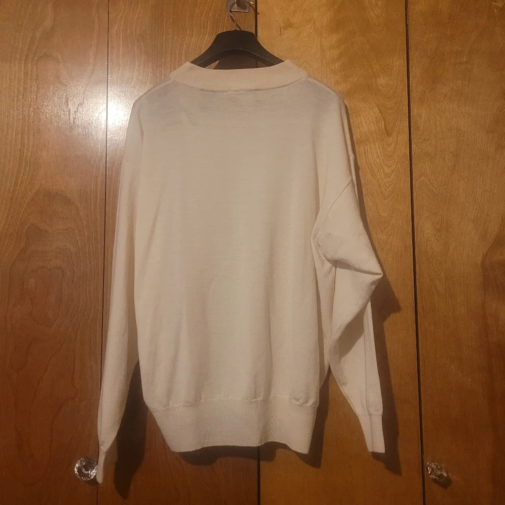 Vintage Pendleton merino wool thin mock neck sweater ivory Sz XL